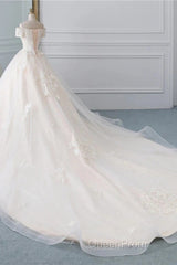 Princess Off The Shoulder Tulle Wedding Dresses With Lace Appliques Elegant Beautiful