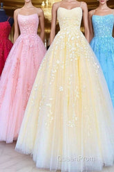 Princess Straps Long Evening Prom Dresses with Lace Appliques,Evening Gowns