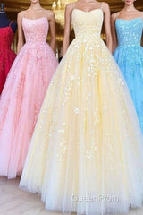 Princess Straps Long Evening Prom Dresses with Lace Appliques,Evening Gowns