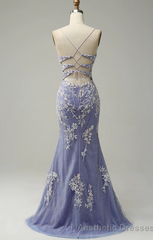 Elegant V Neck Mermaid Appliques Formal Prom Dress, Beautiful Banquet Long Party Dress