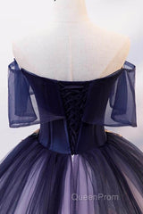 Ombre Ball Gown Evening Prom Dresses Quinceanera Dresses with Delicate Gold Appliques