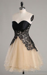 Black Lace Sweatheart Cute Short custom Elegant Wowen Short For Teens Prom Dresses