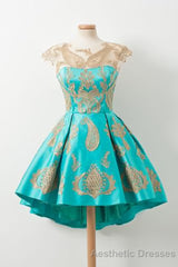 Cap Sleeves Applique Lovely Short Homecoming Dresses