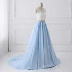Sky Blue Long Elegant For Teens Beauttiful Evening Prom Dresses