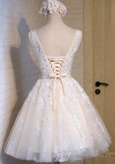 scoop neckline short ivory lace cute homecoming dresses perfect affordable short party prom dresses