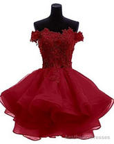 Cute Organza Short with Lace Applique Party Dresses