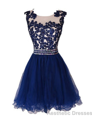 Navy Blue Lace Short With Waist Beadings Royal Blue Custom Made Mini Length Women Skirt Prom Dresses