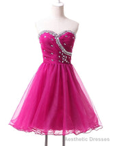 Hot Pink Cute Tulle Short Homecoming Dresses