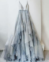 Spaghetti Straps V Neck Long Senior Women Evening Prom Dresses