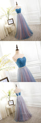 Sweetheart Blue Peach Tulle Strapless Long Pleated Sexy A Line With Beads Sashes Evening Prom Dresses