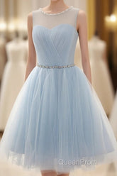 Tulle Short Charming Short Light Blue Cute Evening Prom Dresses