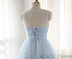 Tulle Short Charming Short Light Blue Cute Prom Dresses
