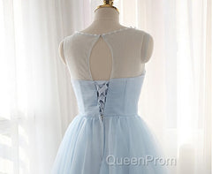Tulle Short Charming Short Light Blue Cute Evening Prom Dresses