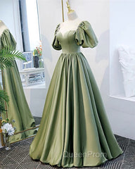 Puffy Sleeves Satin Bridesmaid Dresses Long