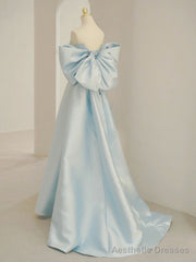 Purple A-Line Satin Long Prom Dresses, Purple Satin Evening Dresses