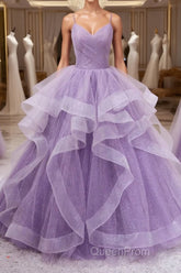 Purple sweetheart neck tulle long Evening Prom Dresses purple tulle forma gown