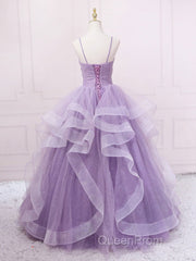 Purple sweetheart neck tulle long Evening Prom Dresses purple tulle forma gown