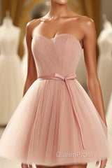 Cute Sweetheart Neck Tulle Short Evening Prom Dresses, Bridesmaid Dresses