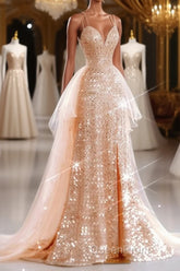 A-Line Evening Prom Dresses Sparkle & Shine Dresses Wedding Guest Sweet 16 Floor Length Sleeveless Sweetheart Tulle with Sequin Masquerade Dresses