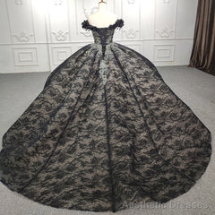Quinceanera Black Off-the-Shoulder Ball Gown Dress