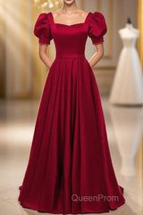 Red Puff Sleeve Evening Prom Dresses / Red Bridesmaid Dresses / Victorian Dresses