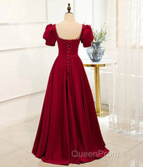 Red Puff Sleeve Evening Prom Dresses / Red Bridesmaid Dresses / Victorian Dresses