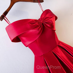 Red Tea Length Evening Prom Dresses, Red Tea Length Formal Bridesmaid Dresses