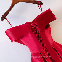 Red Tea Length Evening Prom Dresses, Red Tea Length Formal Bridesmaid Dresses