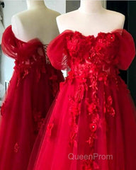 Red Tulle Corset Dresses With 3D Lace Flowers