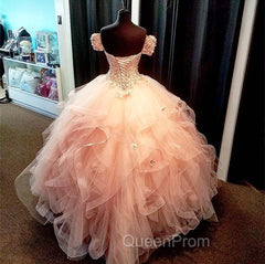 Removable Sleeves Lace Sweetheart Organza Ruffles Ball Gown Quinceanera Dresses