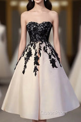 Champagne Lace Short Evening Prom Dresses, Lace Evening Dresses