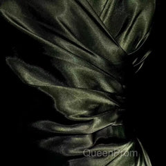 Retro Mermaid Spaghetti Straps Satin Green Long Evening Dresses Evening Prom Dresses