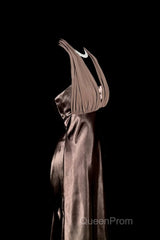 Retro Mermaid V Neckline Chiffon Brown Evening Dresses Evening Prom Dresses