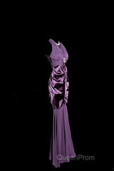 Retro Mermaid V Neckline Chiffon Grape Evening Dresses Evening Prom Dresses