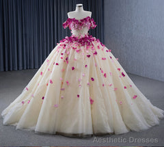 Romantic Heart Off-the-Shoulder Tulle Quinceaera Dress