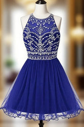 Royal Bule Tulle Homecoming Dresses Short Evening Prom Gowns
