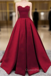 Ruched Satin Strapless Ball Gown Floor Length Dresses