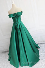 Satin A-line Off-the-Shoulder Evening Dresses,Elegant Long Evening Prom Dresses,Graduation Dresses