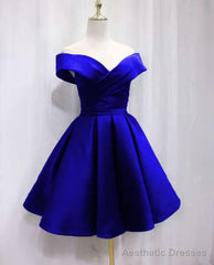Satin Sweetheart Bridesmaid Dress, Off Shoulder Short Formal Dress