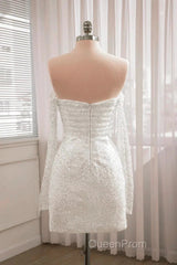 Sequined Backless Wedding Dresses With Long Detachable Sleeves