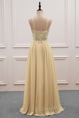 Sequined Spaghetti Straps Chiffon Long Evening Prom Dresses