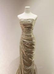 Sequins Mermaid Scoop Long Evening Dresses, Long Evening Prom Dresses Party Dresses