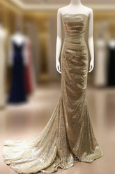 Sequins Mermaid Scoop Long Evening Dresses, Long Evening Prom Dresses Party Dresses