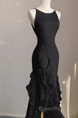 Sexy A Line Long Senior Chiffon Black Evening Prom Dresses Formal Dresses