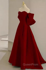 Sexy A Line Strapless Red Long Evening Prom Dresses