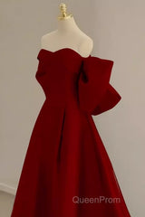 Sexy A Line Strapless Red Long Evening Prom Dresses