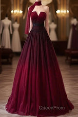 Sexy Ball Gown Strapless Long Burgundy Evening Prom Dresses Evening Dresses