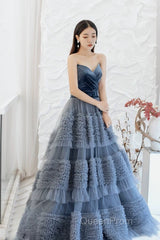 Sexy Ball Gown Sweetheart Neckline Gray Tulle Evening Dresses Evening Prom Dresses