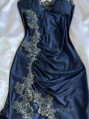 Sexy Bodycon Mermaid Straps Long Navy Blue Lace Evening Prom Dresses Party Dresses