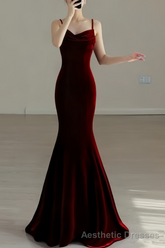 Sexy Mermaid Long Burgundy Prom Dress Evening Dresses
